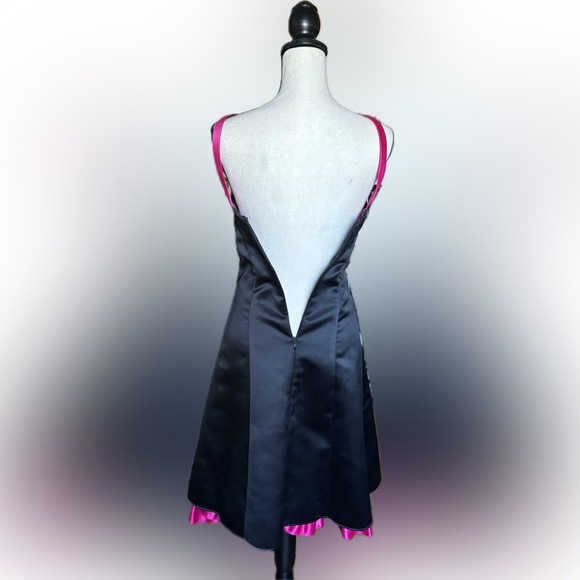 VINTAGE 90's JESSICA MCCLINTOCK FORMAL DRESS PINK BLACK w/t BOW - Picture 2 of 7